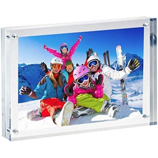 Double sided clear acrylic magnetic photo frame Display Stand (5x7 inch)