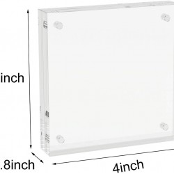 Double sided clear acrylic magnetic photo frame Display Stand (4x4 inch)(6 pack)