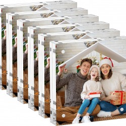 Double sided clear acrylic magnetic photo frame Display Stand (4x4 inch)(6 pack)