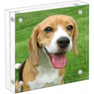 Double sided clear acrylic magnetic photo frame Display Stand (4x4 inch)