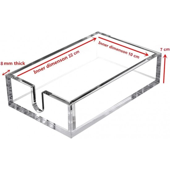 Acrylic Guest Towel Napkin Holder, Clear Bathroom Paper Hand Towels Storage Tray Modern Buffet Napkin paper tissues Holders For Kitchen or Dining Room,(22x10x7)cm,8mm