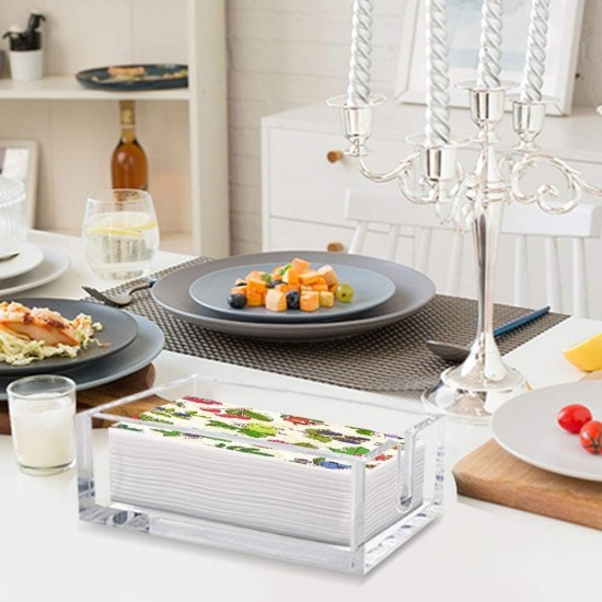 Acrylic Guest Towel Napkin Holder, Clear Bathroom Paper Hand Towels Storage Tray Modern Buffet Napkin paper tissues Holders For Kitchen or Dining Room,(22x10x7)cm,8mm