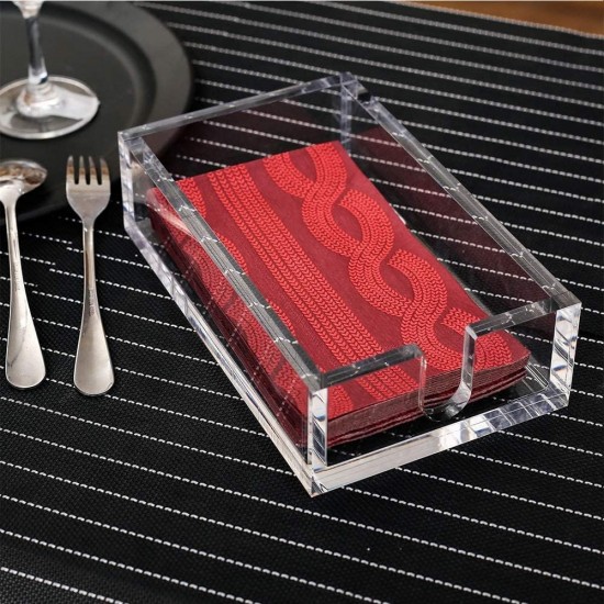 Acrylic Guest Towel Napkin Holder, Clear Bathroom Paper Hand Towels Storage Tray Modern Buffet Napkin paper tissues Holders For Kitchen or Dining Room,(22x10x7)cm,8mm