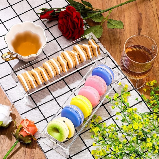 Cracker Tray for Serving, Set of 2 Rectangular Cracker Holder for Serving Trays, Food Display Cracker Serving Tray Stand for Home, Party & Charcuterie Board Platter, Acrylic riser