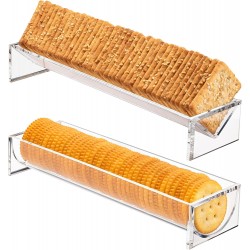 Cracker Tray for Serving, Set of 2 Rectangular Cracker Holder for Serving Trays, Food Display Cracker Serving Tray Stand for Home, Party & Charcuterie Board Platter, Acrylic riser