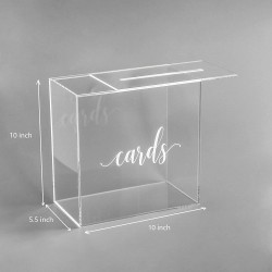 Clear Acrylic Wedding Card Box with Slot, Large (25x25x14cm)  Wedding Receptions Wishing Well Money Box, Birthdays, Memory Box