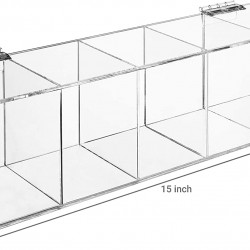 Clear Acrylic Tea Bag Organizer with Hinged Lid (35x10x8 cm), 5 Compartment