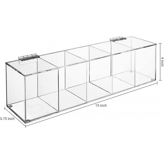 Clear Acrylic Tea Bag Organizer with Hinged Lid (35x10x8 cm), 5 Compartment