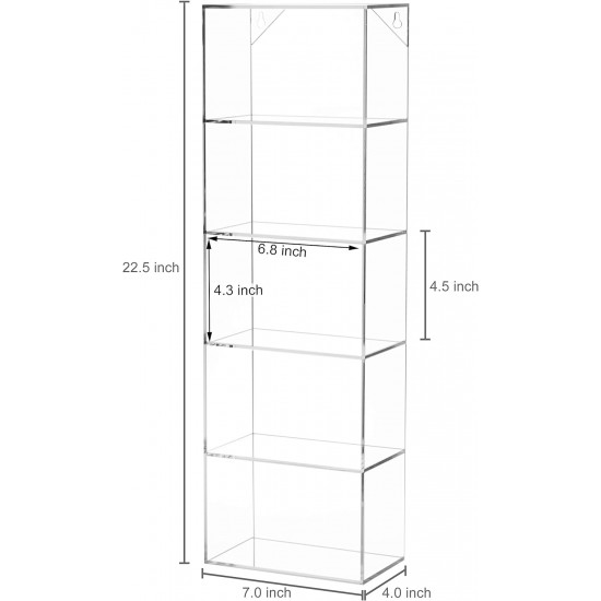 Clear Acrylic Wall Mounted Sunglasses Eyewear Organizer Storage (22 inch)(5 Slot)