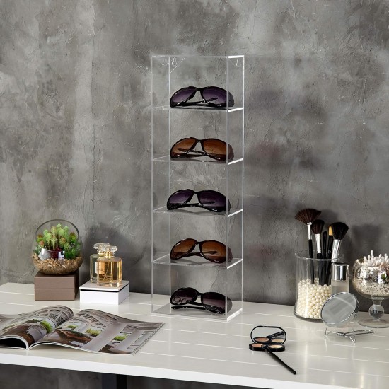 Clear Acrylic Wall Mounted Sunglasses Eyewear Organizer Storage (22 inch)(5 Slot)