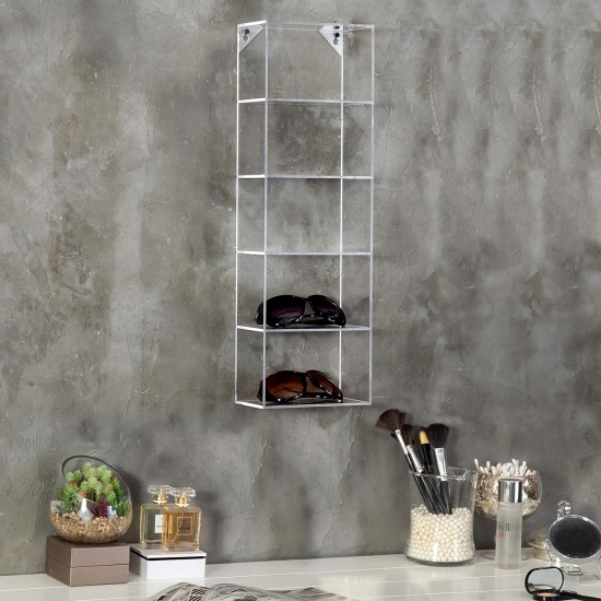 Clear Acrylic Wall Mounted Sunglasses Eyewear Organizer Storage (22 inch)(5 Slot)
