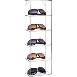 Clear Acrylic Wall Mounted Sunglasses Eyewear Organizer Storage (22 inch)(5 Slot)