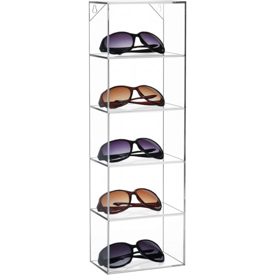 Clear Acrylic Wall Mounted Sunglasses Eyewear Organizer Storage (22 inch)(5 Slot)