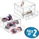 Clear acrylic glasses organizer, Storage Boxes for Glasses (2 Pack)(2 Drawers)