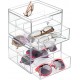 Clear acrylic glasses organizer, Storage Boxes for Glasses (2 Pack)(2 Drawers)