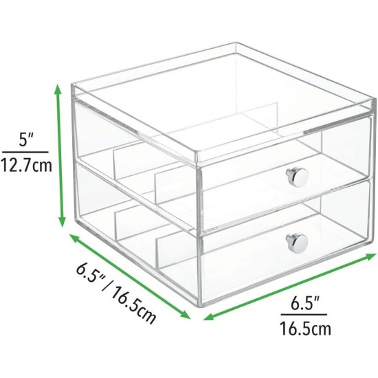 Clear acrylic glasses organizer, Storage Boxes for Glasses (2 Pack)(2 Drawers)