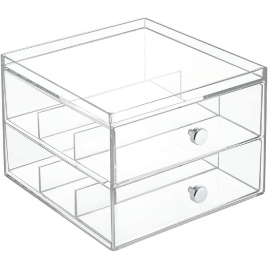 Clear acrylic glasses organizer, Storage Boxes for Glasses (2 Pack)(2 Drawers)