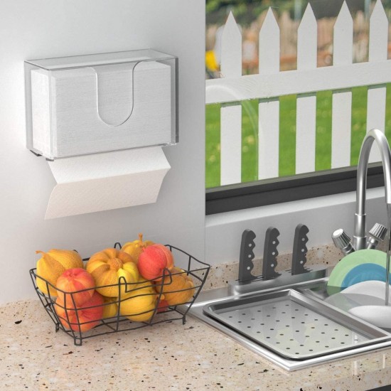 Clear Acrylic Wall Mounted Paper Hand Towel Dispenser Perfect for Kitchen, Bathroom, Restaurants