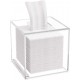 Clear acrylic tissue box with sliding lid for square napkins for home, office & restaurant