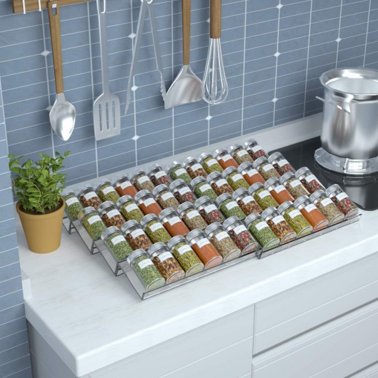 Adjustable Clear Acrylic Spice Rack, 4 Tier Spice Drawer Organizer for Kitchen Cabinets (2 Pack)