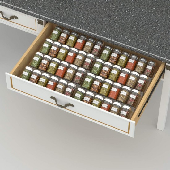 Adjustable Clear Acrylic Spice Rack, 4 Tier Spice Drawer Organizer for Kitchen Cabinets (2 Pack)