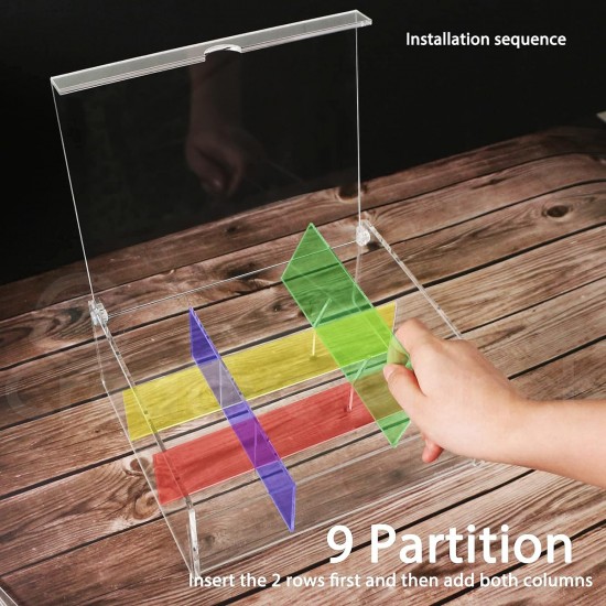 Clear Acrylic Tea Organizer with Lid for Kitchen Cabinets Pantry (9 Compartments)