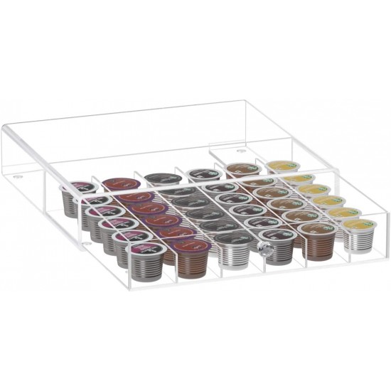 Clear Acrylic Coffee Pod Organizer with Drawer,   Coffee Capsule, Hold 36 Capacity.