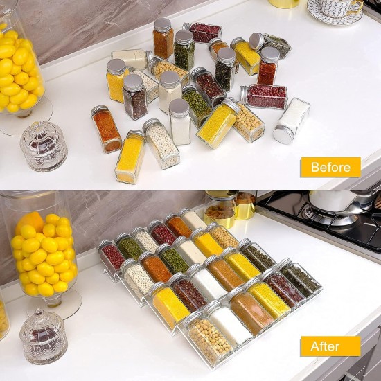 Clear Acrylic Spice Drawer Organizer – (4 Tier) Spice Organizer for Drawer – Durable and Lightweight Spice Rack Drawer Organizer – Adjustable Design – 1 Pack
