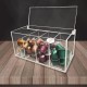 Clear Acrylic Coffee Capsule Organizer contains 4 sections with a storage lid