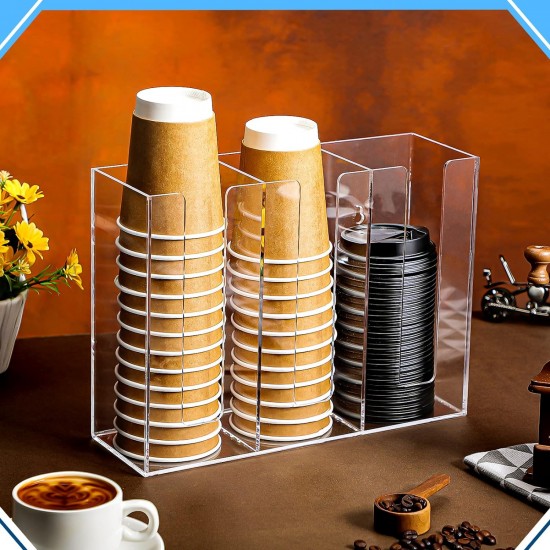 Clear Acrylic Coffee Dispenser and Organizer for Paper Cup (3 Compartments)
