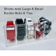Clear Acrylic Belt Organizer with 5 Compartments, Belt, Makeup & Tie Container Storage Holder for Closet, Shelf, and Dresser Drawers