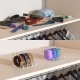 Clear Acrylic Belt Organizer with 3 Compartments, Belt, Makeup & Tie Container Storage Holder for Closet, Shelf, and Dresser Drawers