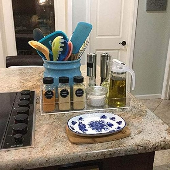 Acrylic Serving Tray (35x28)cm, Spill Proof, Clear Decorative Tray, Coffee tray, Table Countertop with Handles tray 