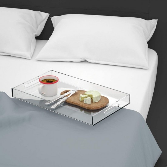 Acrylic Serving Tray (45x35)cm, Spill Proof, Clear Decorative Tray, Coffee tray, Table Countertop with Handles tray 