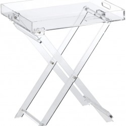 Clear Acrylic Folding Tray Table – Modern Chic Accent Desk - Kitchen and Bar Serving Table - Elegant Design