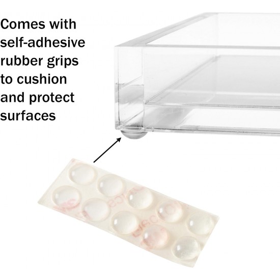 Clear Acrylic Tray-Decorative Clear Rectangular Organizer for Bedside, Bathroom or Office Storage (26.67x15.24x2.54 cm)