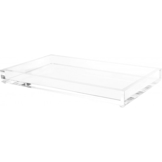 Clear Acrylic Tray-Decorative Clear Rectangular Organizer for Bedside, Bathroom or Office Storage (26.67x15.24x2.54 cm)