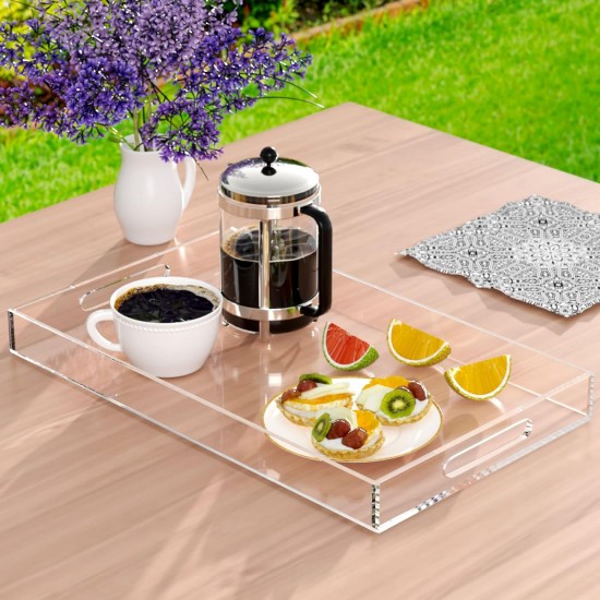 Acrylic Serving Tray (50x30)cm, Spill Proof, Clear Decorative Tray, Coffee tray, Table Countertop with Handles tray 