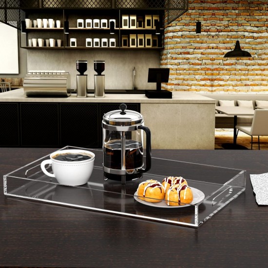 Acrylic Serving Tray (50x30)cm, Spill Proof, Clear Decorative Tray, Coffee tray, Table Countertop with Handles tray 