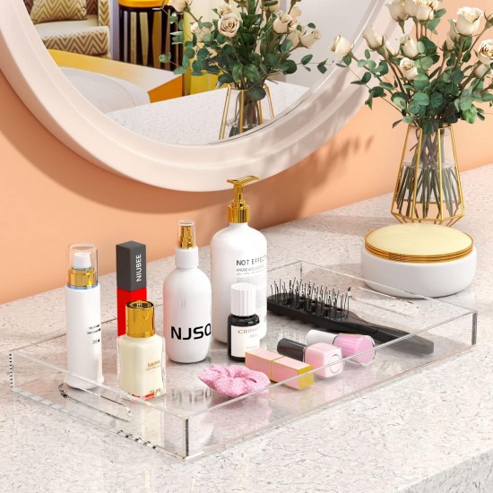 Acrylic Serving Tray (50x30)cm, Spill Proof, Clear Decorative Tray, Coffee tray, Table Countertop with Handles tray 