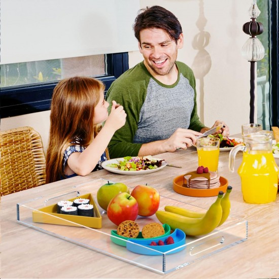 Acrylic Serving Tray (50x30)cm, Spill Proof, Clear Decorative Tray, Coffee tray, Table Countertop with Handles tray 