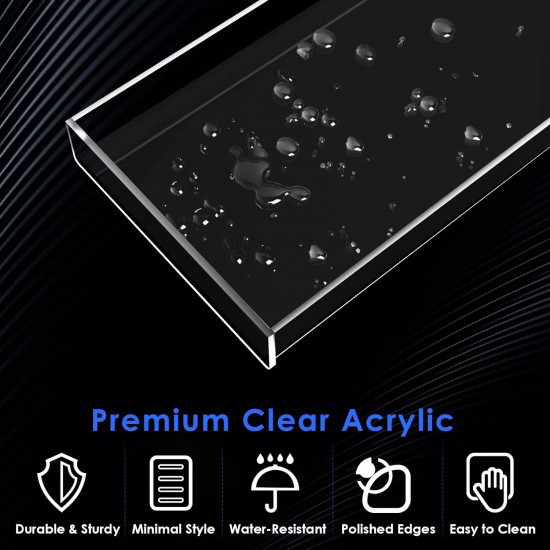 Clear Acrylic Tray for Toilet Tank, Bathroom & Bathtub Tray, Perfume Tray Countertop for Soap, Towel, Tissue, Candle, Plant (30x13x3 cm)