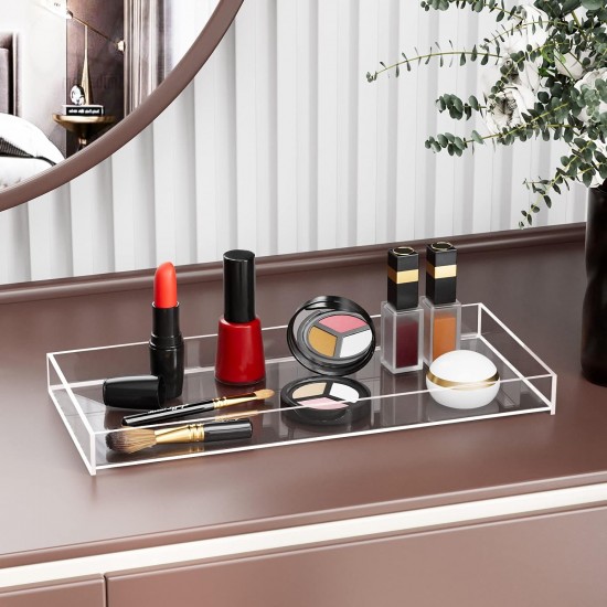 Clear Acrylic Tray for Toilet Tank, Bathroom & Bathtub Tray, Perfume Tray Countertop for Soap, Towel, Tissue, Candle, Plant (30x13x3 cm)