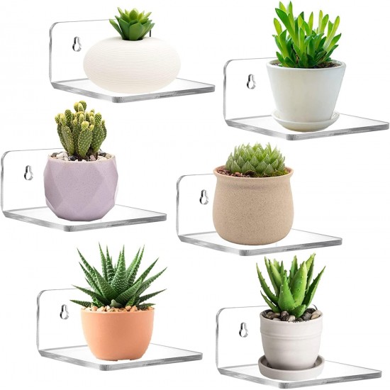 Small Clear Acrylic Wall Shelves (9x10x5cm), Display Ledges for Mini Decor, Display Shelf Floating Wall Mounted Shelf,(8Pack)