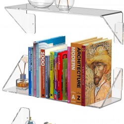 Clear Acrylic Floating Wall Shelves, Wall Mounted, 5mm thickness,(3 pack),(11x40x15cm)