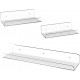 Clear Acrylic Floating Shelf, Wall Mounted Display Organizer, Two Different Sizes (3 Pack), Book Storage Rack for Home & Office