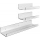 Clear Acrylic Floating Shelf, Wall Mounted Display Organizer, Two Different Sizes (3 Pack), Book Storage Rack for Home & Office