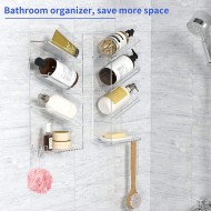 Acrylic Bathroom Organizer & Shampoo Holder, Wall Mounted, Sturdy and Durable, (Two Shelves)