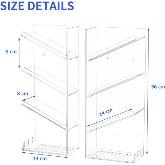Acrylic Bathroom Organizer & Shampoo Holder, Wall Mounted, Sturdy and Durable, (Two Shelves)