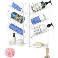 Acrylic Bathroom Organizer & Shampoo Holder, Wall Mounted, Sturdy and Durable, (Two Shelves)